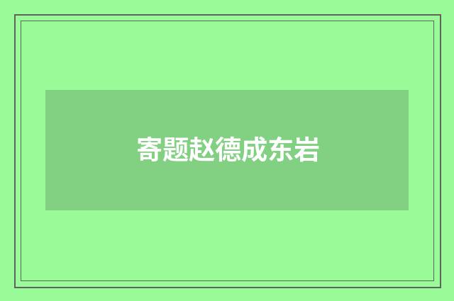 寄题赵德成东岩