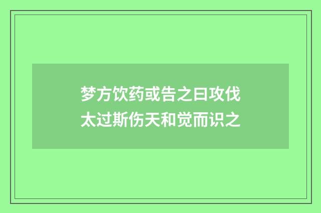 梦方饮药或告之曰攻伐太过斯伤天和觉而识之