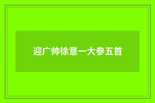 迎广帅徐意一大参五首
