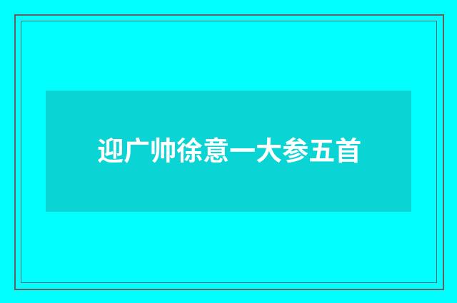 迎广帅徐意一大参五首