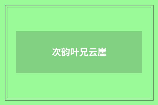 次韵叶兄云崖