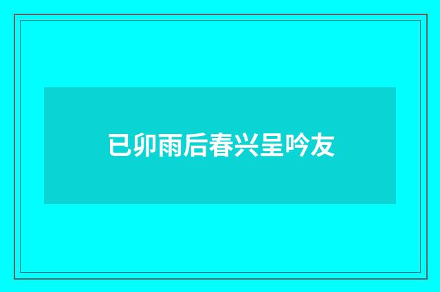 已卯雨后春兴呈吟友