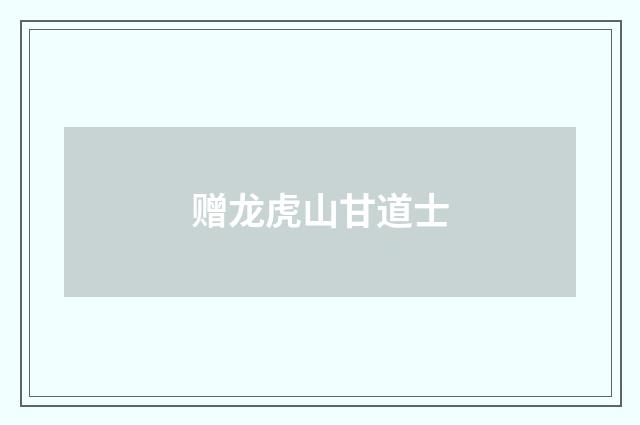 赠龙虎山甘道士