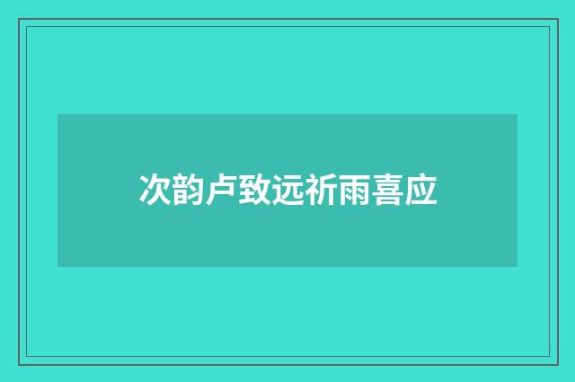 次韵卢致远祈雨喜应