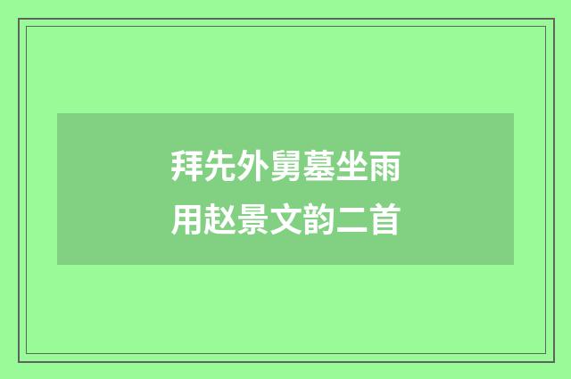 拜先外舅墓坐雨用赵景文韵二首