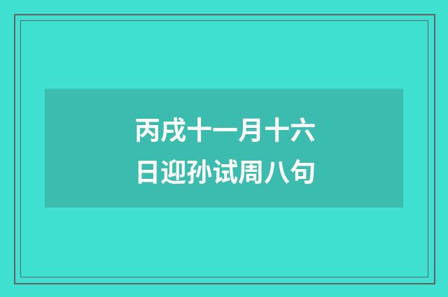 丙戌十一月十六日迎孙试周八句
