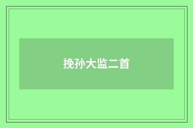 挽孙大监二首