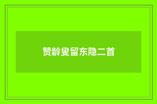 赞龄叟留东隐二首
