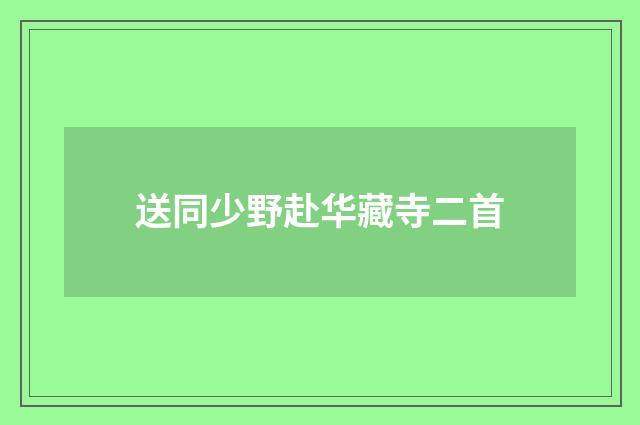 送同少野赴华藏寺二首