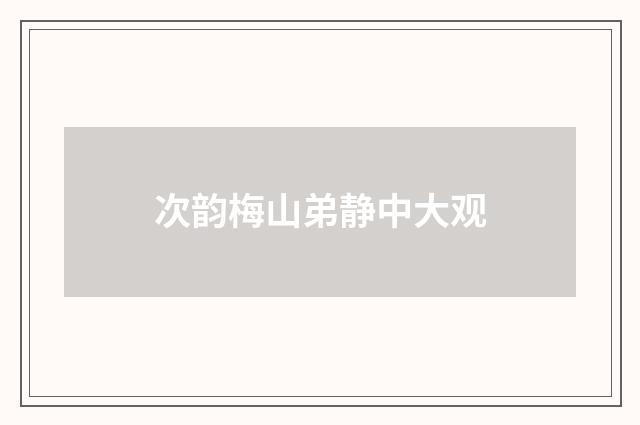 次韵梅山弟静中大观