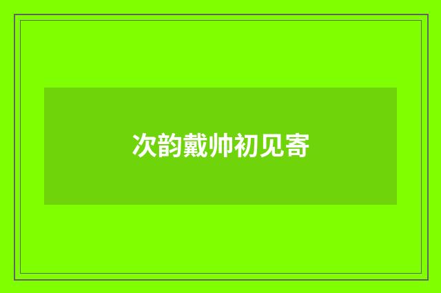 次韵戴帅初见寄