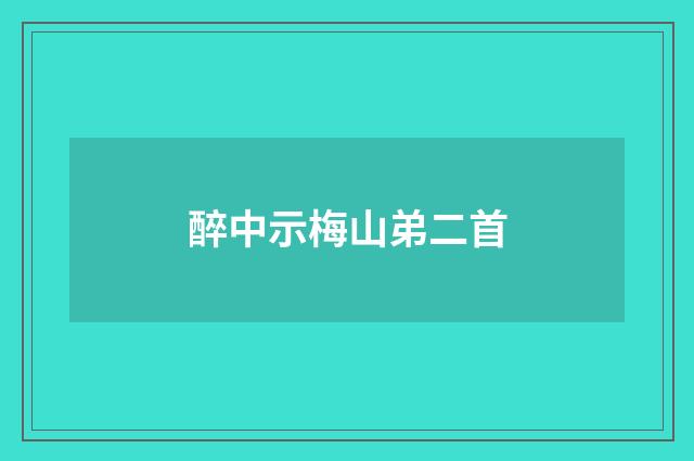 醉中示梅山弟二首