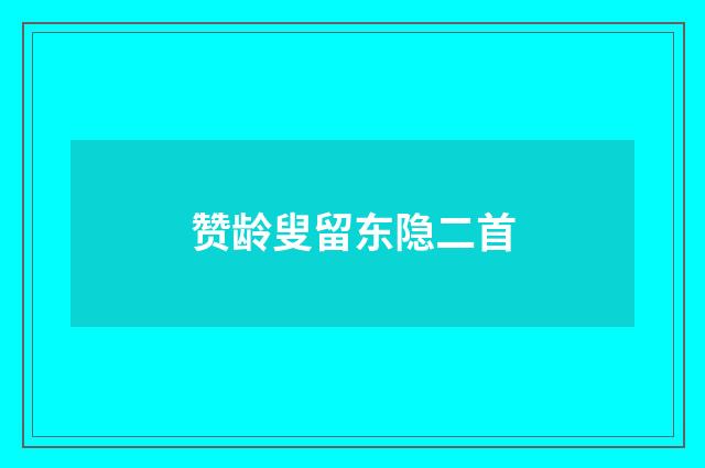 赞龄叟留东隐二首