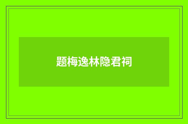 题梅逸林隐君祠