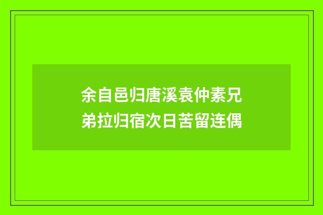 余自邑归唐溪袁仲素兄弟拉归宿次日苦留连偶