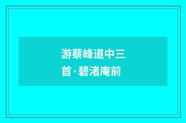 游蔡峰道中三首·碧渚庵前