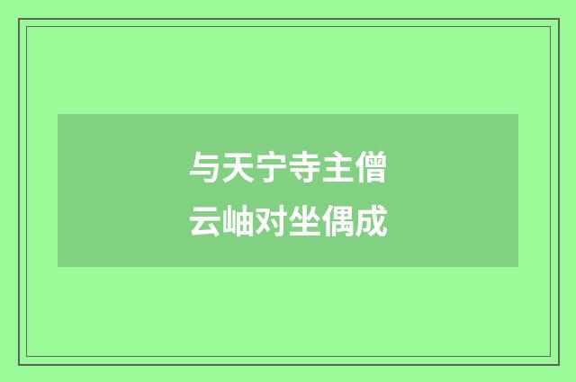 与天宁寺主僧云岫对坐偶成