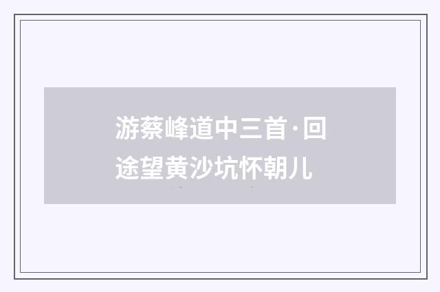 游蔡峰道中三首·回途望黄沙坑怀朝儿