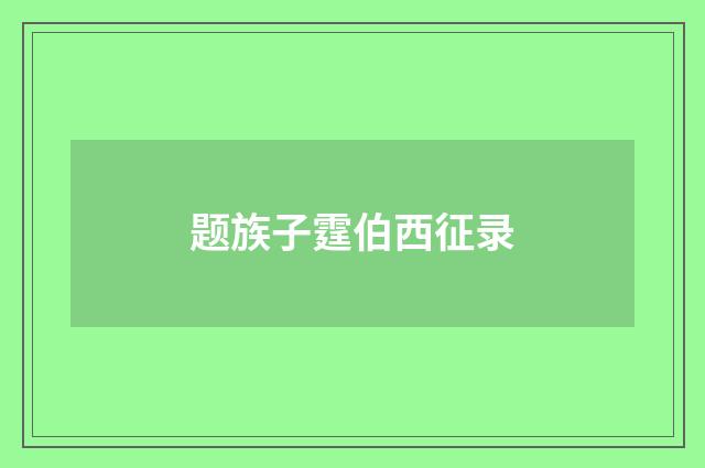 题族子霆伯西征录