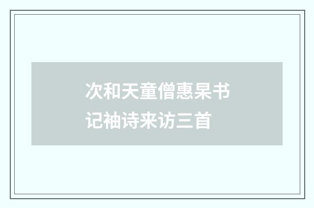 次和天童僧惠杲书记袖诗来访三首