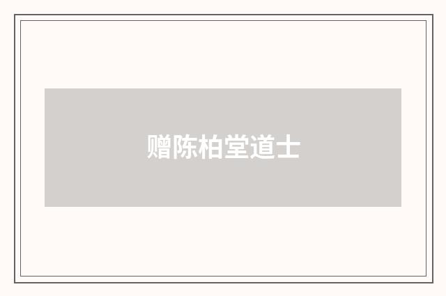 赠陈柏堂道士