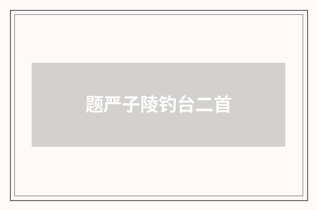题严子陵钓台二首