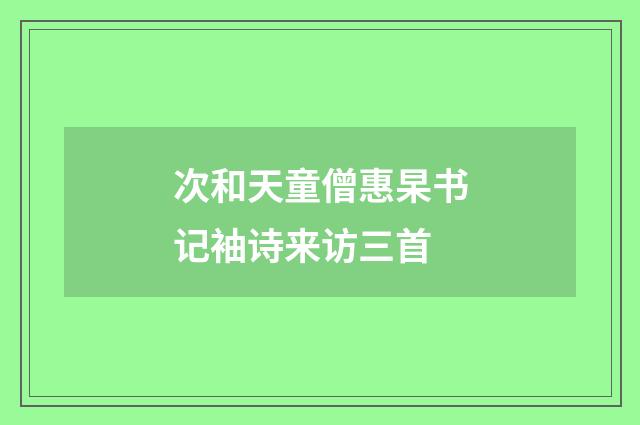 次和天童僧惠杲书记袖诗来访三首