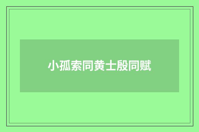 小孤索同黄士殷同赋