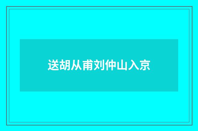 送胡从甫刘仲山入京