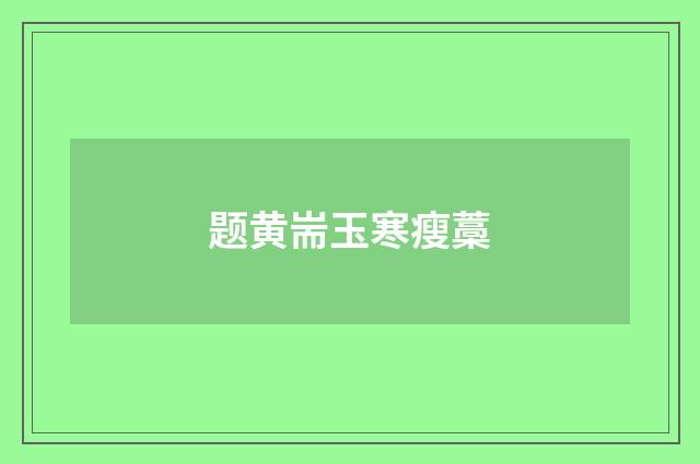 题黄耑玉寒瘦藁