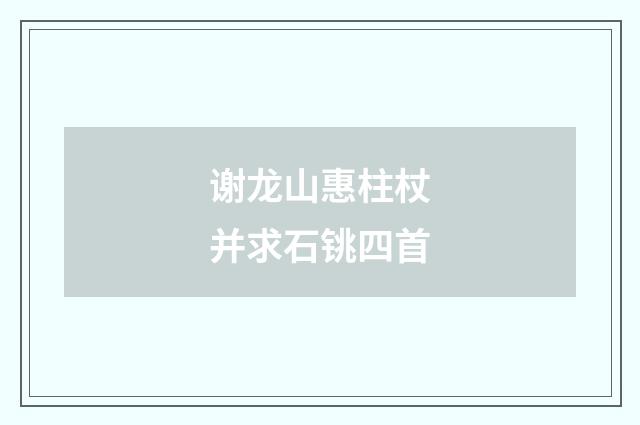 谢龙山惠柱杖并求石铫四首