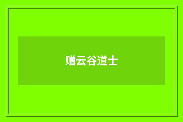 赠云谷道士
