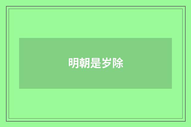明朝是岁除