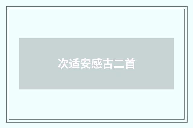 次适安感古二首