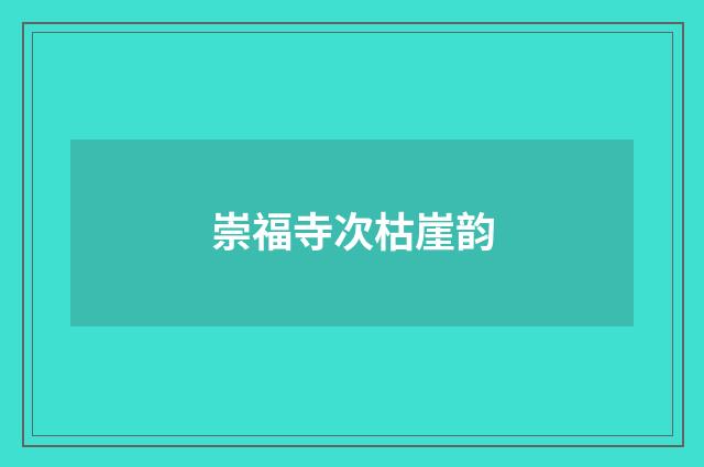 崇福寺次枯崖韵