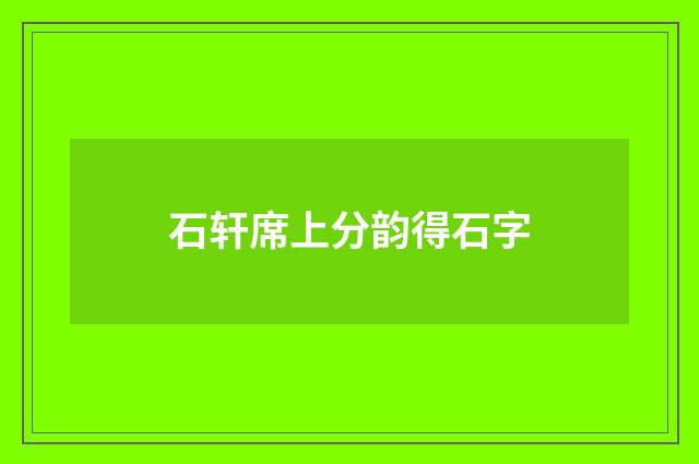 石轩席上分韵得石字
