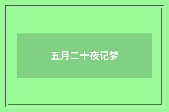 五月二十夜记梦