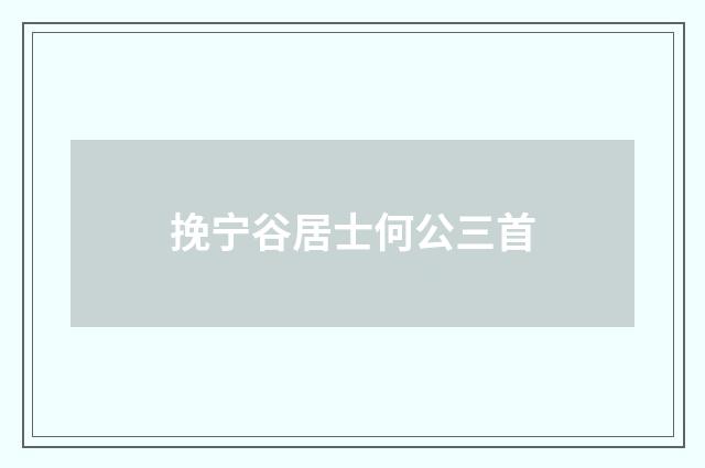 挽宁谷居士何公三首