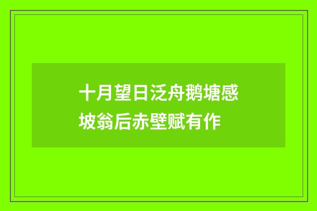 十月望日泛舟鹅塘感坡翁后赤壁赋有作