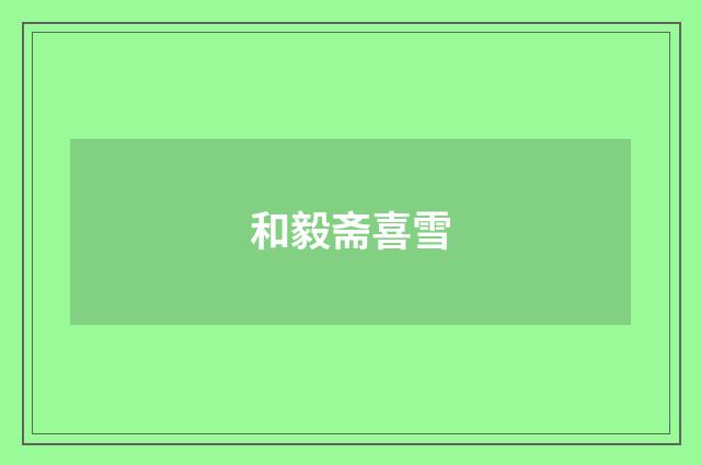 和毅斋喜雪