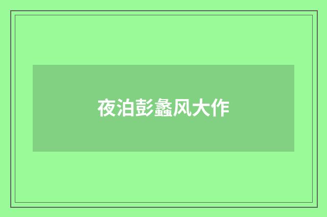 夜泊彭蠡风大作