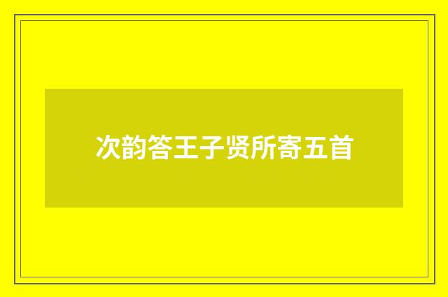 次韵答王子贤所寄五首