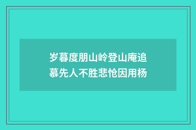 岁暮度朋山岭登山庵追慕先人不胜悲怆因用杨