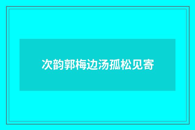 次韵郭梅边汤孤松见寄