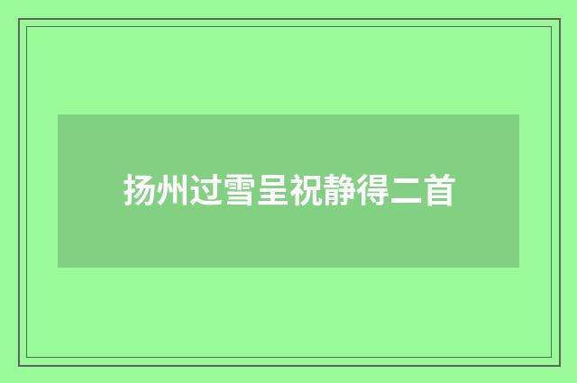 扬州过雪呈祝静得二首