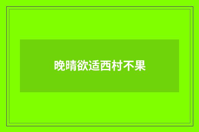 晚晴欲适西村不果