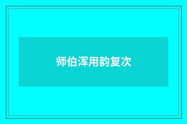 师伯浑用韵复次