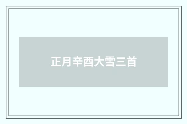 正月辛酉大雪三首