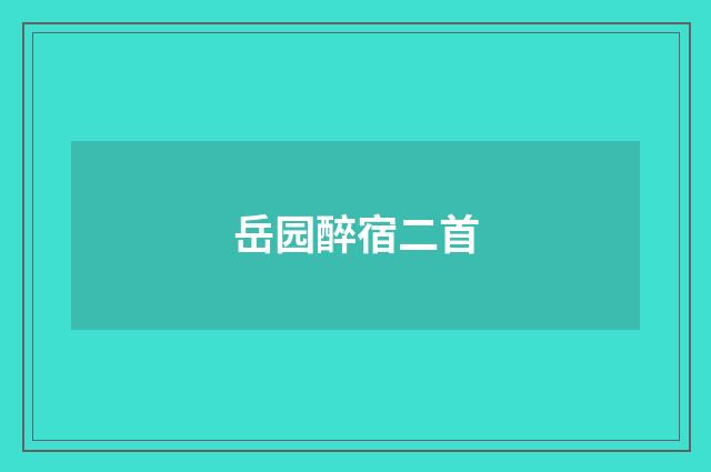 岳园醉宿二首