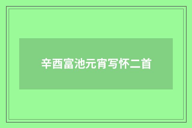 辛酉富池元宵写怀二首